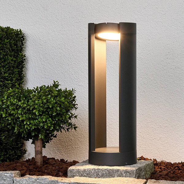 Lucande LED podstavné svítidlo Dylen, šedé, kov, 50 cm, IP65, Černá, Hliník, Moderní