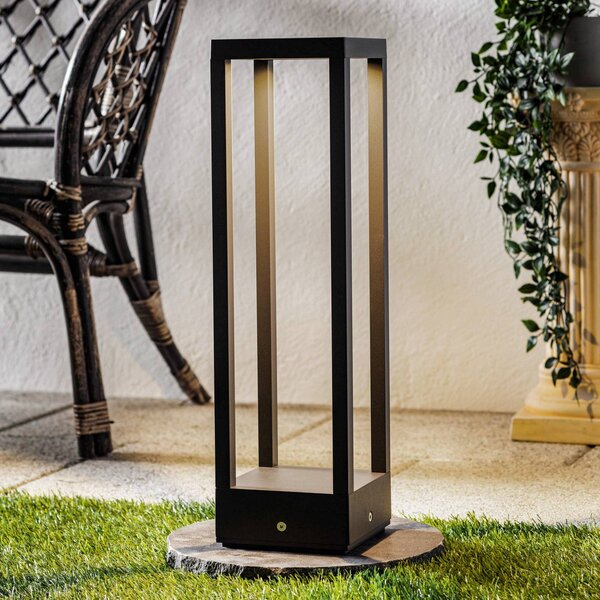 Lucande LED stojací lampa Carlota, 50 cm, antracit, hliník, Černá, Hliník, Moderní