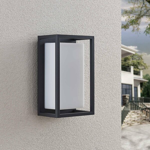 Lucande LED venkovní nástěnné svítidlo Ilirian, antracit, hliník, 15 cm, Černá, Hliník, Moderní