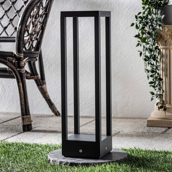 Lucande LED stojací lampa Carlota, 50 cm, antracit, hliník, Černá, Hliník, Moderní