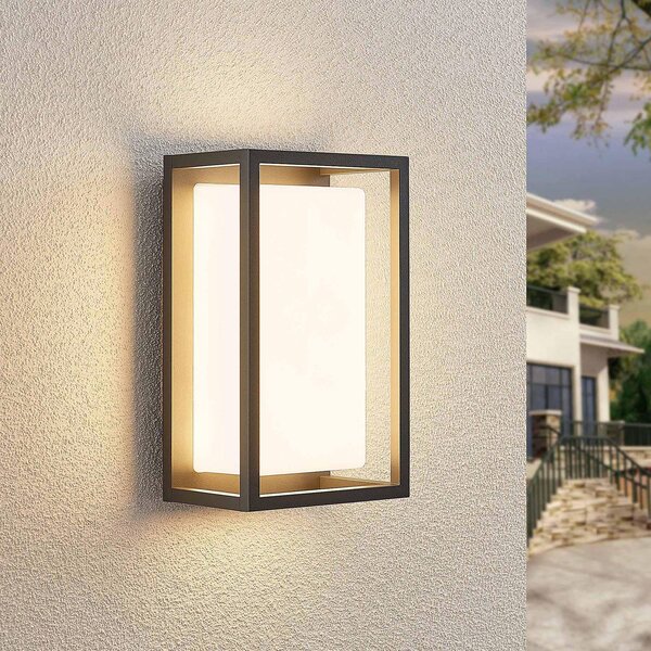Lucande LED venkovní nástěnné svítidlo Ilirian, antracit, hliník, 15 cm, Černá, Hliník, Moderní