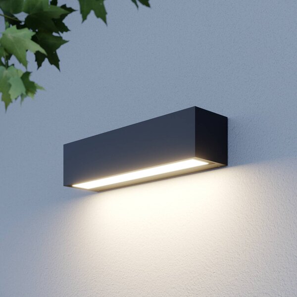 Lucande LED nástěnné světlo Lengo, 25 cm, antracitová, dolů, 3000K, Černá, Hliník, Moderní