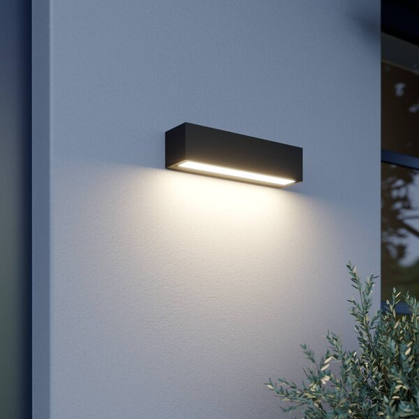 Lucande LED nástěnné světlo Lengo, 25 cm, antracitová, dolů, 3000K, Černá, Hliník, Moderní