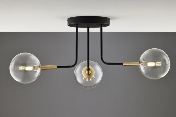 Jupiter 2039 - Lustr na tyči BURANO 3xG9/10W/230V černá/zlatá/čirá