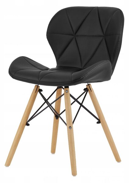 SUPPLIES LAGO Skandinávská kožená jídelní židle - černá barva