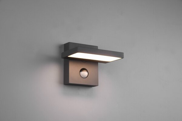 Trio 226369142 LED venkovní nástěnné svítidlo s pohybovým čidlem Horton 1x8W | 1000lm | 3000K | IP54 - nastavitelné, antracit