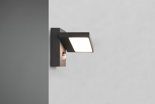 Trio 226369142 LED venkovní nástěnné svítidlo s pohybovým čidlem Horton 1x8W | 1000lm | 3000K | IP54 - nastavitelné, antracit