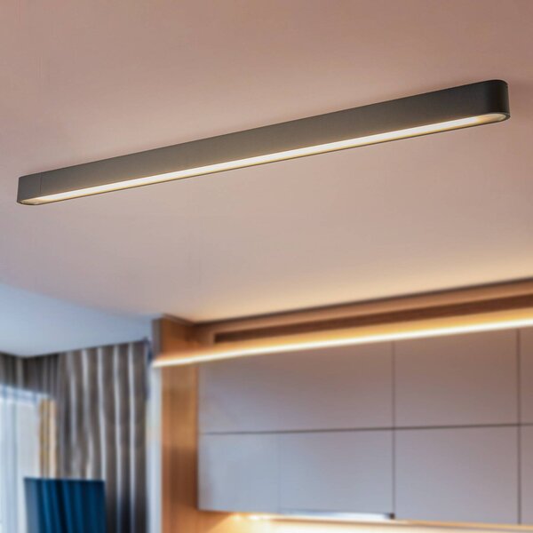 Nowodvorski Lighting Stropní světlo Soft, 125 x 6 cm, grafit, hliník, G13, Černá, Obývací pokoj / jídelna, Hliník, Moderní