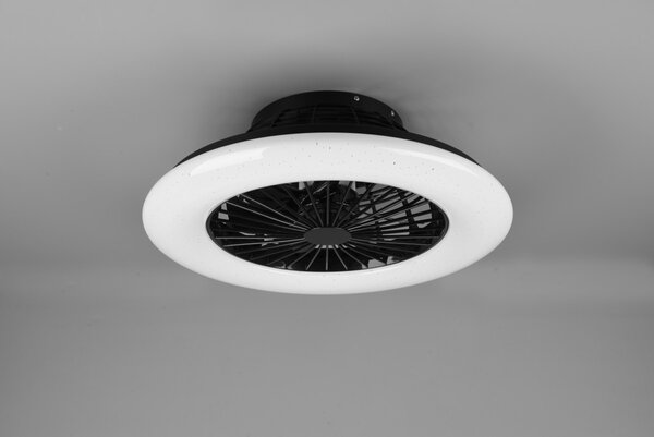 Trio R62522132 LED stropní svítidlo s ventilátorem Stralsund 1x30W | 2200lm | 3000 - 6500K - oddělené vypínače, dálkové ovládání, stmívatelné, 3 rychlosti, časovač, noční režim, hvězdný efekt, černá