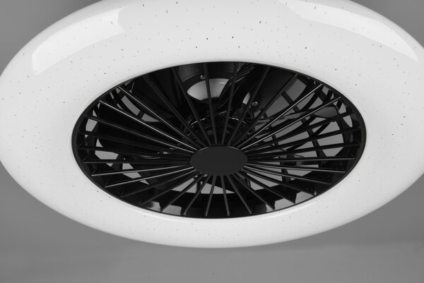 Trio R62522132 LED stropní svítidlo s ventilátorem Stralsund 1x30W | 2200lm | 3000 - 6500K - oddělené vypínače, dálkové ovládání, stmívatelné, 3 rychlosti, časovač, noční režim, hvězdný efekt, černá