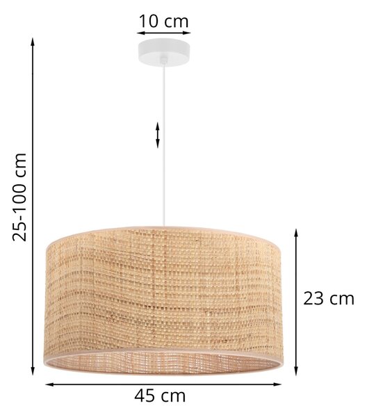 Závěsné svítidlo Rattan, 1x ratanové stínítko, (fi 45cm), w