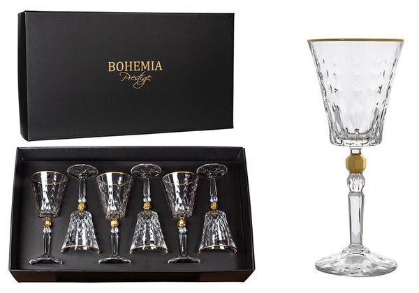 BOHEMIA PRESTIGE CONTE GOLD SKLENICE NA VÍNO 260ML SADA 6 KS