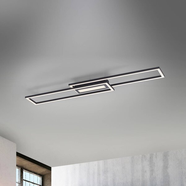 JUST LIGHT. GmbH LED stropní svítidlo Asmin, černé, 95x17,5cm, stmívatelný, Černá, Obývací pokoj / jídelna, Hliník, Moderní, Stropní svítidlo