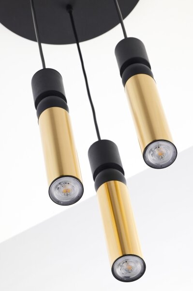 Jupiter 2016 - Lustr na lanku ALAS 3xGU10/10W/230V zlatá/černá