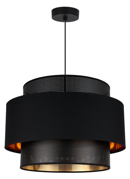 Závěsné svítidlo Asti, 1x PVC/černé textilní stínítko, (fi 45cm), g/c