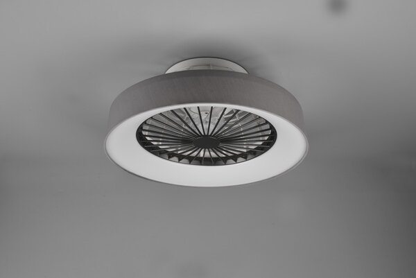 Trio R62662111 LED stropní svítidlo s ventilátorem Farsund 1x30W | 2200lm | 3000 - 6500K - oddělené vypínače, dálkové ovládání, stmívatelné, 3 rychlosti, časovač, noční režim, šedá