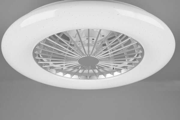 Trio R62522987 LED stropní svítidlo s ventilátorem Stralsund 1x30W+9W | 2200lm | 3000 - 6500K | RGB - oddělené vypínače, dálkové ovládání, stmívatelné, 3 rychlosti, časovač, hvězdný efekt, noční režim, bílá