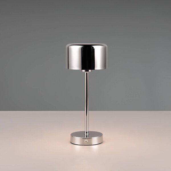 Nabíjecí stolní lampa Jeff LED, chromová, výška 30 cm, kovová