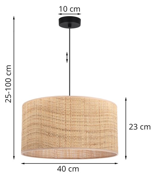 Závěsné svítidlo Rattan, 1x ratanové stínítko, (fi 40cm), b