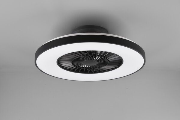 Trio R62672132 LED stropní svítidlo s ventilátorem Halmstad 1x40W | 3000lm | 3000 - 6500K - oddělené vypínače, dálkové ovládání, stmívatelné, 3 rychlosti, časovač, noční režim, černá