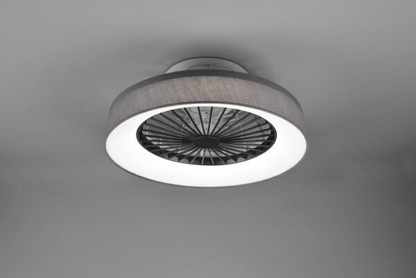 Trio R62662111 LED stropní svítidlo s ventilátorem Farsund 1x30W | 2200lm | 3000 - 6500K - oddělené vypínače, dálkové ovládání, stmívatelné, 3 rychlosti, časovač, noční režim, šedá