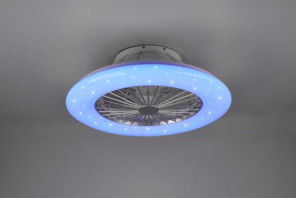 Trio R62522987 LED stropní svítidlo s ventilátorem Stralsund 1x30W+9W | 2200lm | 3000 - 6500K | RGB - oddělené vypínače, dálkové ovládání, stmívatelné, 3 rychlosti, časovač, hvězdný efekt, noční režim, bílá