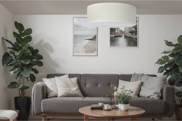 Stropní svítidlo Gaja, 1x krémové textilní stínítko, (bílé plexisklo), (fi 40cm)