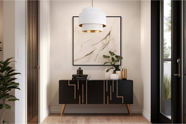 Závěsné svítidlo Asti, 1x PVC/bílé textilní stínítko, (fi 35cm), g/c, b