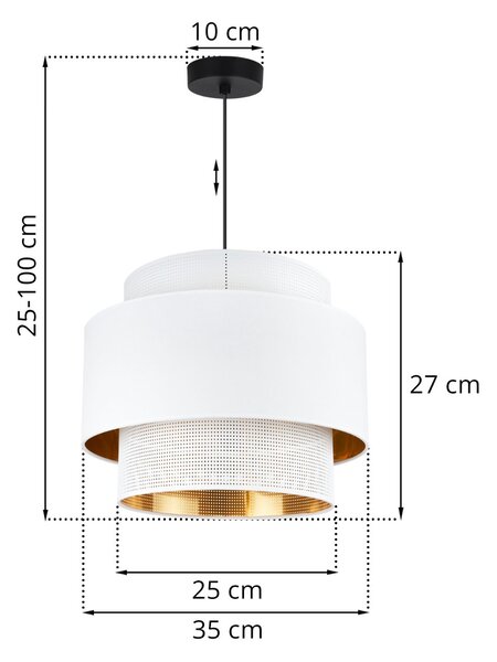 Závěsné svítidlo Asti, 1x PVC/bílé textilní stínítko, (fi 35cm), g/c, b