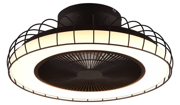 Chytrý stropní ventilátor LED Sandfjord, tichý, černý