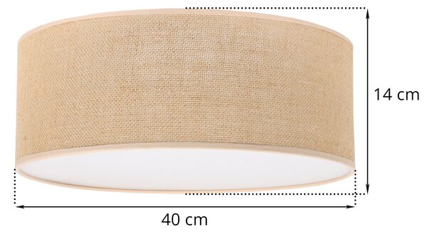 Stropní svítidlo Juta, 1x jutové stínítko, (bílé plexisklo), (fi 40cm)
