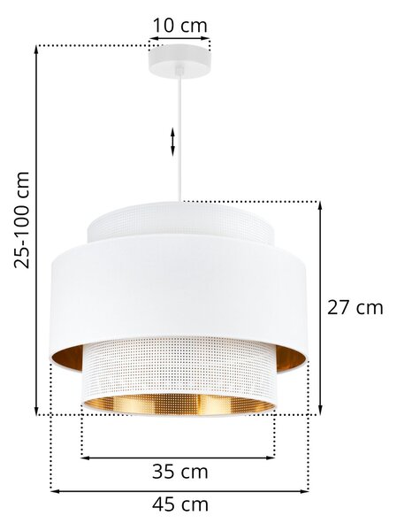 Závěsné svítidlo Asti, 1x PVC/bílé textilní stínítko, (fi 45cm), g/c, w