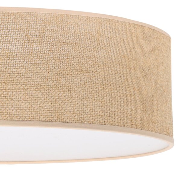 Stropní svítidlo Juta, 1x jutové stínítko, (bílé plexisklo), (fi 50cm)