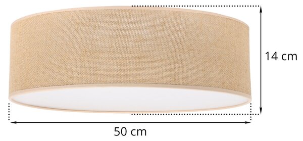 Stropní svítidlo Juta, 1x jutové stínítko, (bílé plexisklo), (fi 50cm)