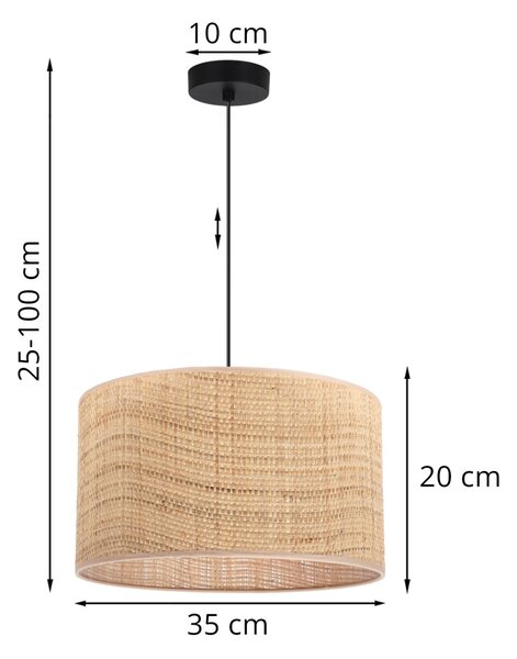 Závěsné svítidlo Rattan, 1x ratanové stínítko, (fi 35cm), b