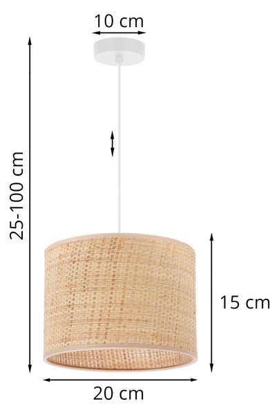 Závěsné svítidlo Rattan, 1x ratanové stínítko, (fi 20cm), w