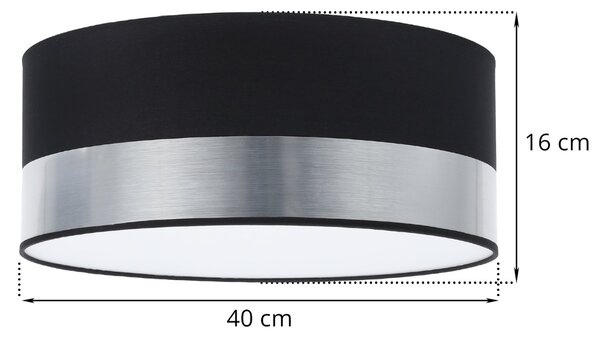 Stropní svítidlo Elegance, 1x chromové/černé textilní stínítko, (bílé plexisklo), (fi 40cm)