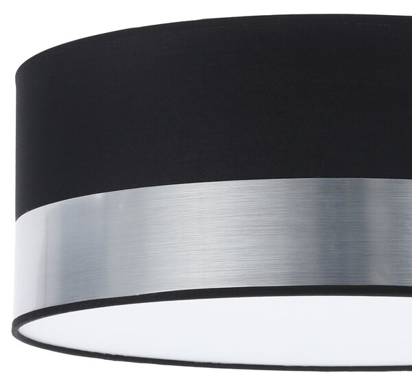 Stropní svítidlo Elegance, 1x chromové/černé textilní stínítko, (bílé plexisklo), (fi 40cm)