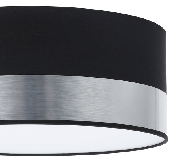 Stropní svítidlo Elegance, 1x chromové/černé textilní stínítko, (bílé plexisklo), (fi 40cm)
