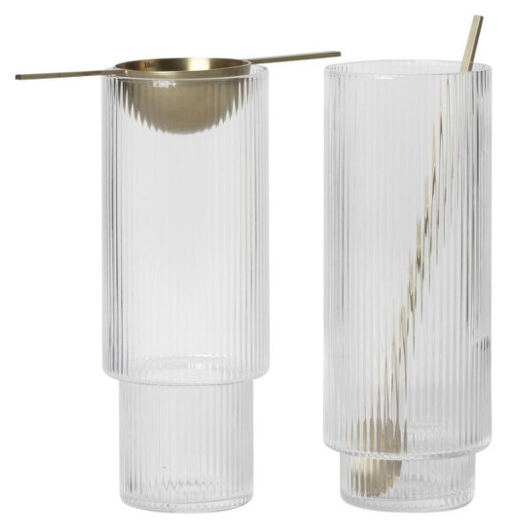 Ferm Living Sklenice Ripple Long Drink set 4ks, clear