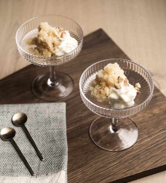 Ferm Living Skleničky Ripple Champagne Saucer set 2ks, clear