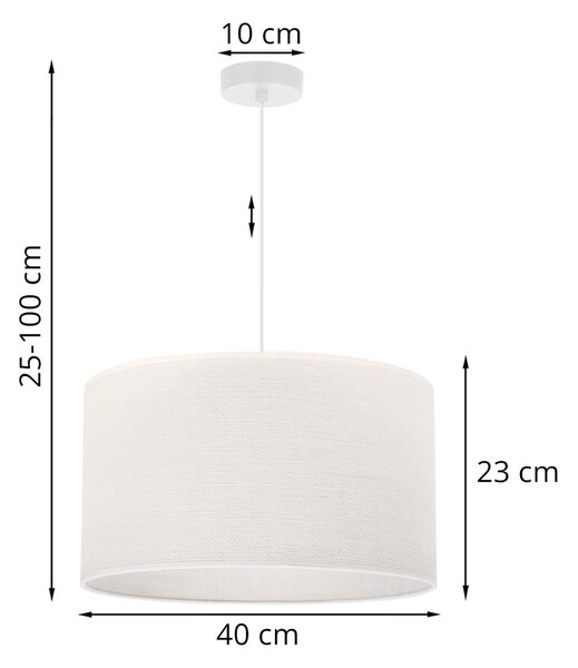 Závěsné svítidlo Juta, 1x bílé jutové stínítko, (fi 40cm), w