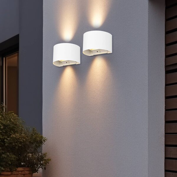 Nabíjecí venkovní nástěnná lampa LED Talent, bílá, šířka 16 cm, senzor