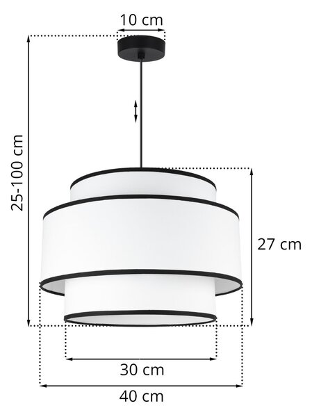 Závěsné svítidlo Vienna, 1x bílé/černé textilní stínítko, (fi 40cm), b