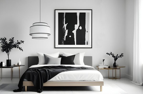 Závěsné svítidlo Vienna, 1x bílé/černé textilní stínítko, (fi 40cm), b