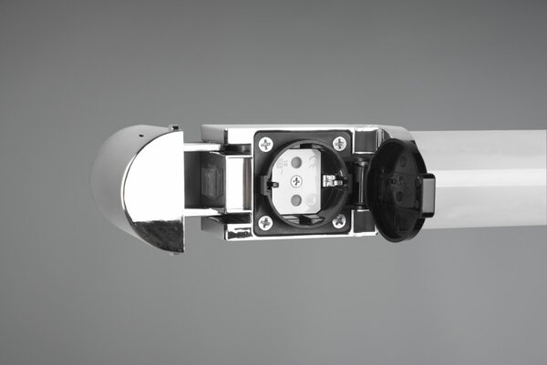Trio 284077906 LED nástěnné svítidlo Piera 1x16W | 1650lm | 3000K | IP44 - zásuvka, vypínač na těle, chrom