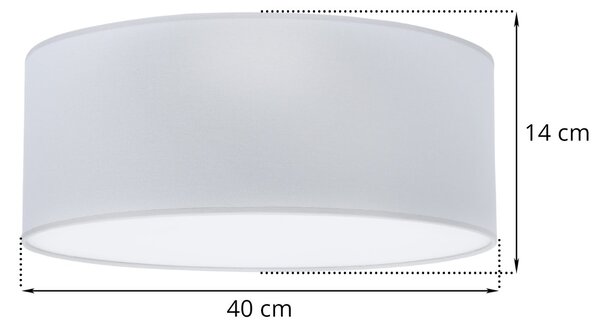 Stropní svítidlo Gaja, 1x světle šedé textilní stínítko, (bílé plexisklo), (fi 40cm)