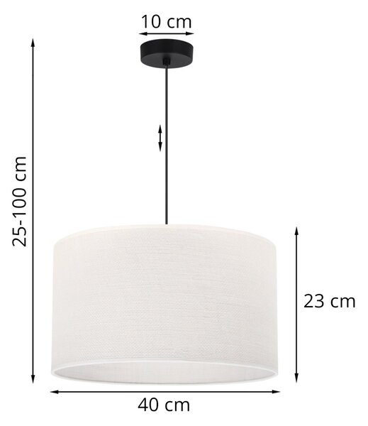 Závěsné svítidlo Juta, 1x bílé jutové stínítko, (fi 40cm), b