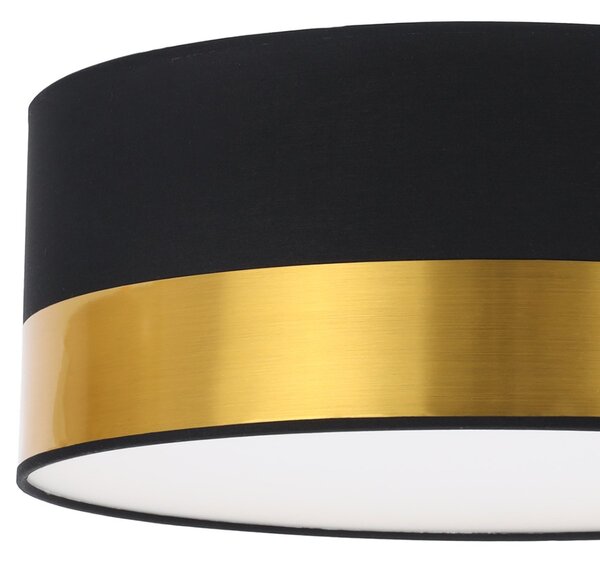 Stropní svítidlo Elegance, 1x zlaté/černé textilní stínítko, (bílé plexisklo), (fi 40cm)