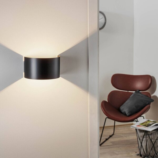 EMIBIG LIGHTING Nástěnné světlo Fold s obloukovým stínidlem na lampu v černé barvě, stmívatelný, Černá, Obývací pokoj / jídelna, kov, Moderní